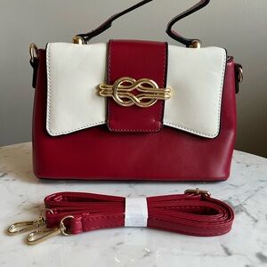 Elegant Red and White Handbag